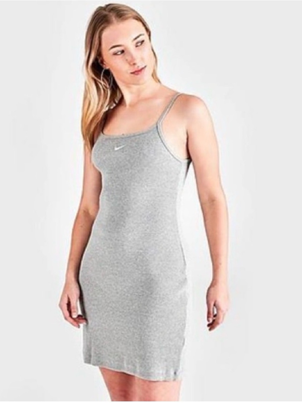 NWT Nike Gray Ribbed Spaghetti-Strap Mini Dress